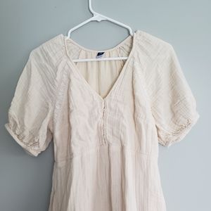 Cream Midi Peasant Dress